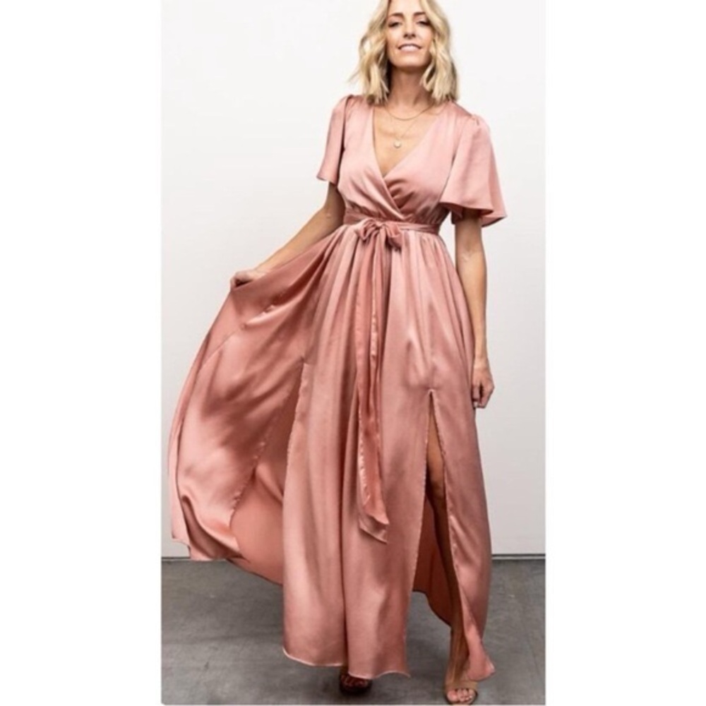 Elegant Pink Baltic Born Satin Maxi Dress
